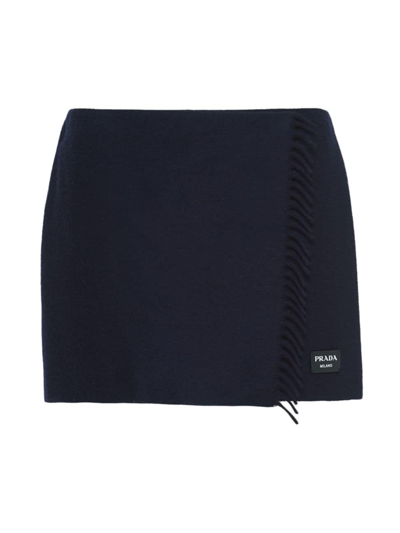 Prada Logo Detailed Mini Skirt In Bleu