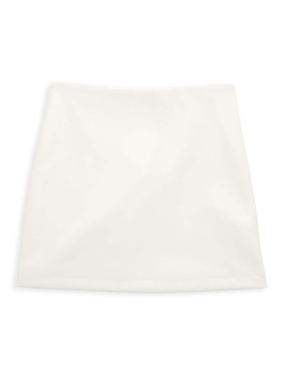 Katiej Nyc Girl's Laine Faux Leather Skirt In Winter White