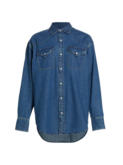 Re/done Women's Oversized Denim Western Shirt In Heritage Medium