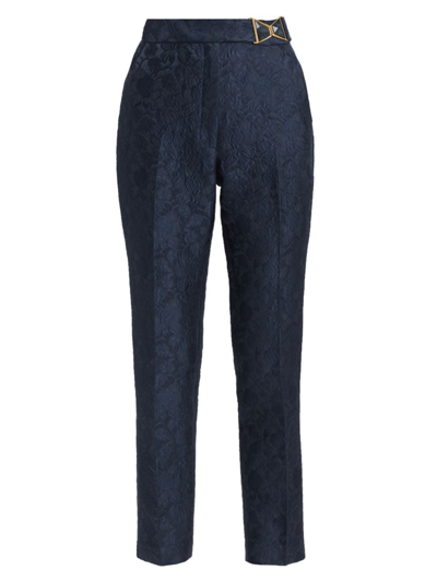 Silvia Tcherassi Women's Orion Ankle-crop Jacquard Pants In Navy