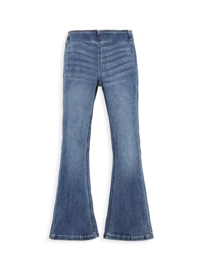 Katiej Nyc Girl's Wood Stock Flared Jeans In Dark Wash