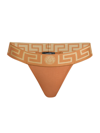 Versace Women's Greca Border Thong In Caramel