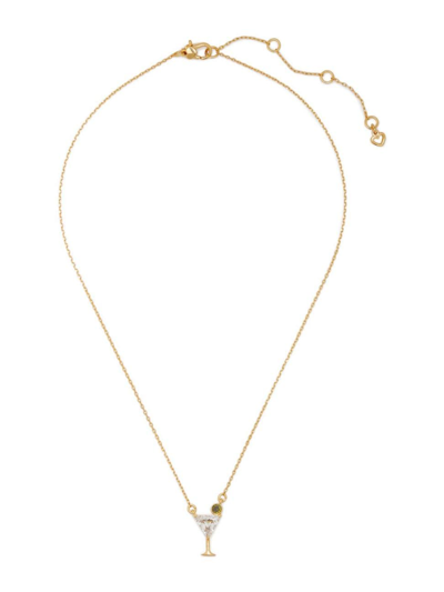 Kate Spade Women's Shaken Or Stirred Goldtone & Cubic Zirconia Mini Pendant Necklace In Clear/gold