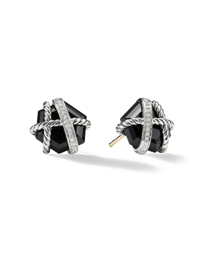 David Yurman Cable Wrap Earrings With Semiprecious Stones & Diamonds In Black Onyx
