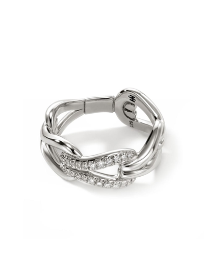 John Hardy Women's Surf Sterling Silver & Diamond Link Ring In Silver,gold