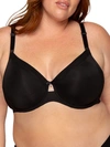 Curvy Couture Micro Unlined Bra In Black Hue