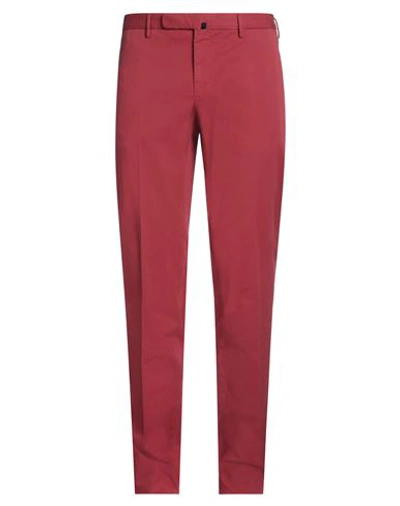 Incotex Man Pants Brick Red Size 38 Cotton, Elastane In Red