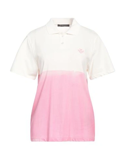 Mr & Mrs Italy Woman Polo Shirt Pink Size L Cotton, Elastane