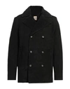 Andrea D'amico Man Coat Black Size 46 Soft Leather, Textile Fibers