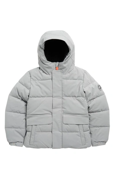 Save The Duck Kids' Wind & Water Resistant Fleece Lined Puffer Jacket In Frost Grey