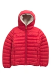 Save The Duck Kids' Wind & Water Resistant Fleece Lined Puffer Jacket In Tango Red