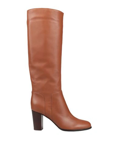 Sergio Rossi Woman Knee Boots Brown Size 9.5 Soft Leather In Brown