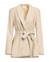 Soallure Woman Blazer Beige Size 8 Viscose, Polyester, Polyamide, Elastane