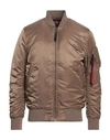 Alpha Industries Man Jacket Khaki Size S Nylon In Beige