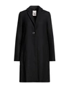 Semicouture Woman Coat Black Size 4 Virgin Wool, Polyamide, Polyester