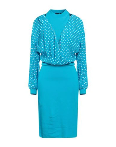 Boutique Moschino Woman Midi Dress Azure Size 6 Viscose, Cotton, Polyamide, Elastane In Blue