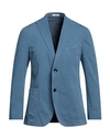 Boglioli Man Suit Jacket Pastel Blue Size 40 Cotton, Elastane