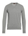 Alpha Studio Man Sweater Light Grey Size 36 Merino Wool, Soft Leather