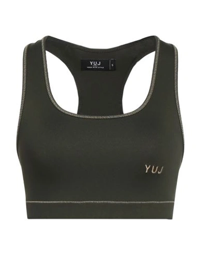 Yuj Woman Top Military Green Size S Polyamide, Elastane