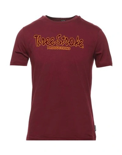 Three Stroke Man T-shirt Burgundy Size S Cotton In Red