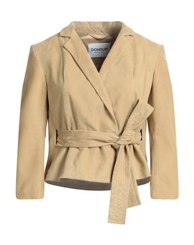 Dondup Woman Suit Jacket Sand Size 8 Lambskin In Beige