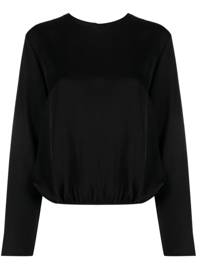 Theory Ruffle-detail Silk Blouse In Black