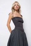 Amy Lynn Puffball Midi Dress In Dark Grey