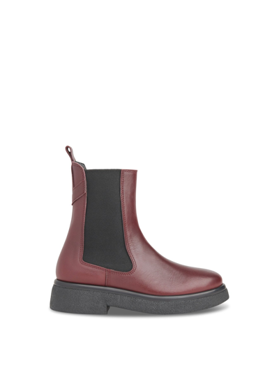 Whistles Aelin Contrast-panel Leather Chelsea Boots In Burgundy