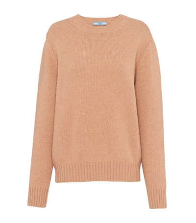 Prada Wool And Cashmere Crew-neck Sweater In F0040 Cammello