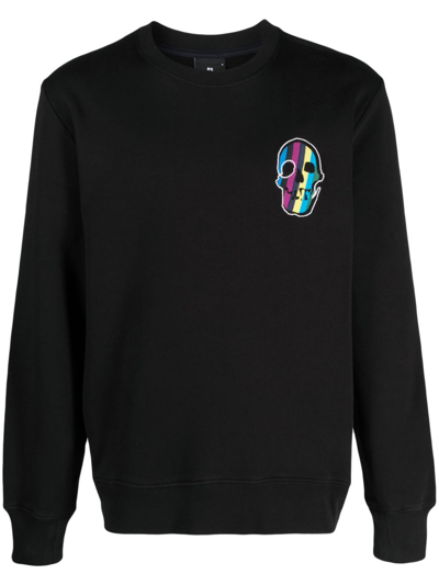 Ps By Paul Smith Skull-embroidered Organic-cotton Sweatshirt In Black