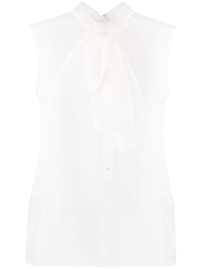 Sacai Bow-detail Silk Tank Top In White