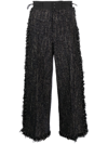 Sacai Cropped-leg Tweed Trousers In Black