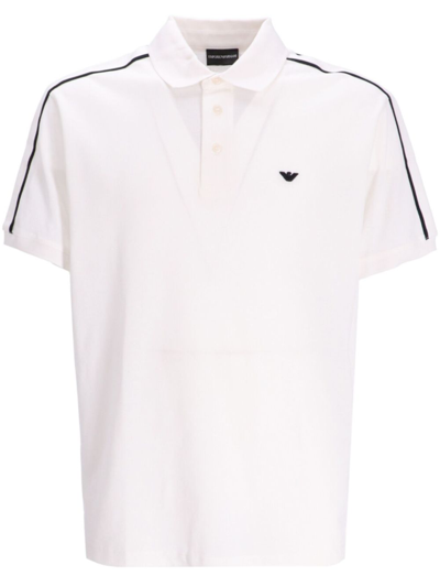 Emporio Armani Logo Cotton Polo Shirt In White