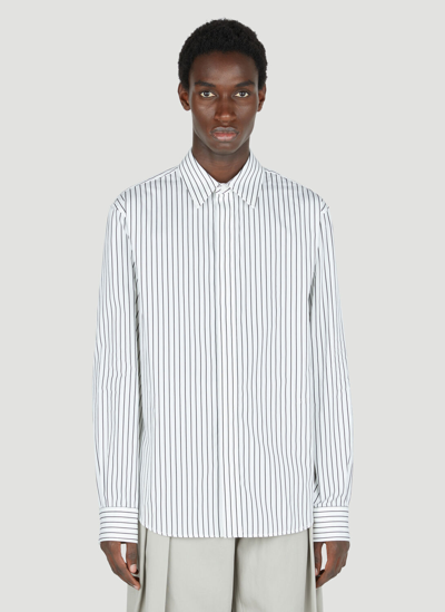 Bottega Veneta Pinstriped Cotton-poplin Shirt In White