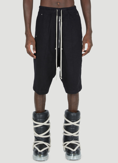 Rick Owens Bela Pods Drawstring Shorts In Black