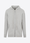 RICK OWENS CASHMERE BLEND ZIP-UP SWEATER WITH HOOD