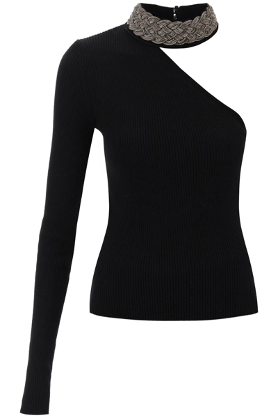 Giuseppe Di Morabito Jewel One-shoulder Sweater In Black