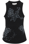 Des Phemmes Rib Embroidered Tank Top In Black
