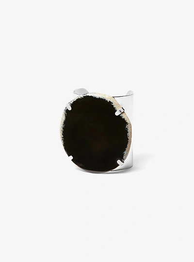 Michael Kors Precious Metal-plated Brass And Agate Cuff In Black