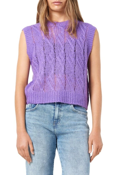 Noisy May Brooke Cable Knit Sleeveless Sweater In Amethyst Orchid