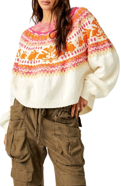 Free People Nellie Fair Isle Jumper In Whisper White