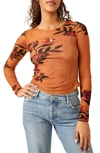 Free People Betty's Garden Mesh Top In Sepia Combo
