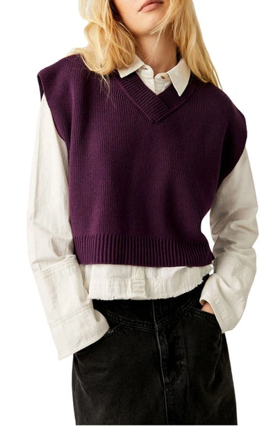 Free People Easy Street Sweater Vest In Potenet Purple