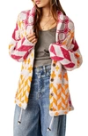 Free People Bright & Optimistic Cardigan In Apricot Rose Combo
