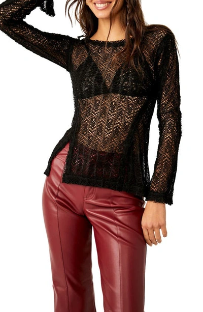 Free People On The Road Twisted Lace Top In Black