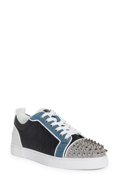 Christian Louboutin Louis Junior Spikes Orlato Trainer In Blue