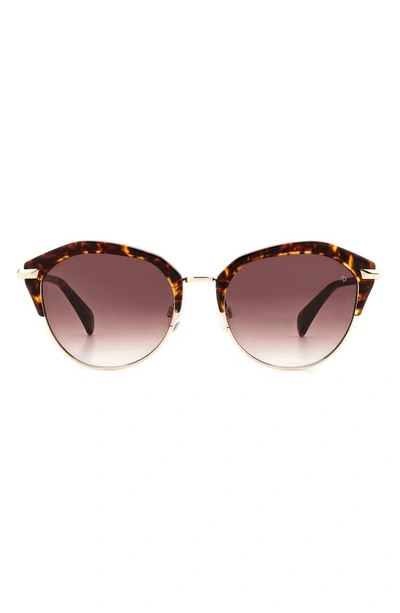 Rag & Bone 55mm Gradient Round Sunglasses In Havana/ Burgundy Shaded