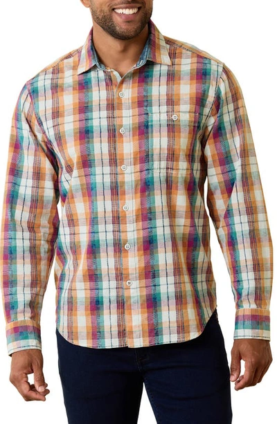 Tommy Bahama Indio Coast Plaid Cotton Button-up Shirt In Peach Melt