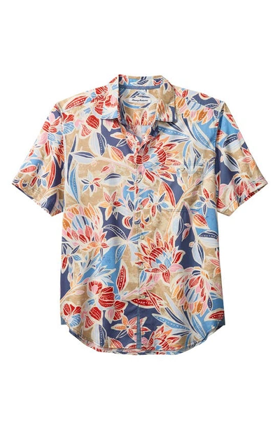 Tommy Bahama Tortola Paloma Floral Shirt Sleeve Button-up Shirt In Dockside Blue