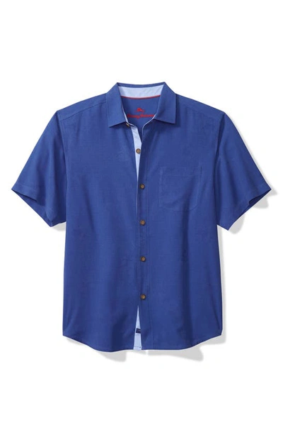Tommy Bahama Thirst Down Silk Short Sleeve Button-up Shirt In Mazarine Blue